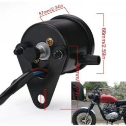 Compteurs Motos Universels 12V Odomètre Compte-tours Vintage Indicateur De Vitesse Double Indications Rétro-éclairage LED (Couleur : Noir) Ephé -Promos Outil Virtuose Magasin 68589015 4