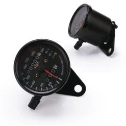 Compteurs Motos Universels 12V Odomètre Compte-tours Vintage Indicateur De Vitesse Double Indications Rétro-éclairage LED (Couleur : Noir) Ephé -Promos Outil Virtuose Magasin 68589015 5