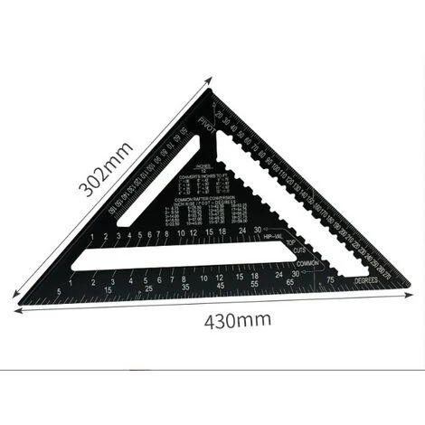 MINKUROW 12 Pouces Équerre Triangle Règle D'angle En Metrique Speed Square Équerre De Charpentier Equerre Menuisier En Alliage D'aluminium Comme Rapporteur Chanfrein Règle Droite - Noir 4 MINKUROW 12 Pouces Équerre Triangle Règle D'angle En Metrique Speed Square Équerre De Charpentier Equerre Menuisier En Alliage D'aluminium Comme Rapporteur Chanfrein Règle Droite - Noir – Image 2