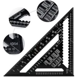 MINKUROW 12 Pouces Équerre Triangle Règle D'angle En Metrique Speed Square Équerre De Charpentier Equerre Menuisier En Alliage D'aluminium Comme Rapporteur Chanfrein Règle Droite - Noir 8 MINKUROW 12 Pouces Équerre Triangle Règle D'angle En Metrique Speed Square Équerre De Charpentier Equerre Menuisier En Alliage D'aluminium Comme Rapporteur Chanfrein Règle Droite - Noir -Promos Outil Virtuose Magasin 68611925 3