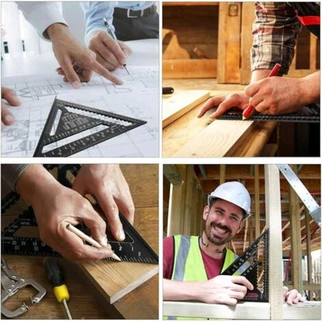 MINKUROW 12 Pouces Équerre Triangle Règle D'angle En Metrique Speed Square Équerre De Charpentier Equerre Menuisier En Alliage D'aluminium Comme Rapporteur Chanfrein Règle Droite - Noir 6 MINKUROW 12 Pouces Équerre Triangle Règle D'angle En Metrique Speed Square Équerre De Charpentier Equerre Menuisier En Alliage D'aluminium Comme Rapporteur Chanfrein Règle Droite - Noir – Image 4