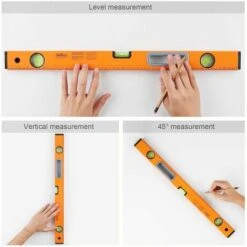 Niveau De Torpille Magnétique TACKLIFE Règle De Mesure De Niveau En Alliage D'aluminium 24 Pouces 3 Flacons Haute Visibilité Corps En Aluminium, Pour Horizontal Vertical Et 45 °MT-L02 -Promos Outil Virtuose Magasin 68903624 3