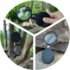 Déstockage Mini Pliable Cuir Loupe Magnifier Portable 5X Mini Hd Optique Lentille En Verre Loupe Pour Vieil Homme Poche Lecture Outils Avec Une Housse De Protection Loupe En Deux Pièces, Noir 50mm -Promos Outil Virtuose Magasin 69252976 4