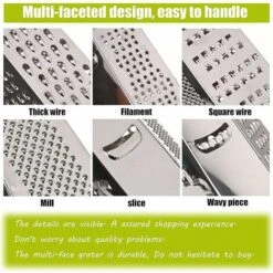 Déstockage Rape 6 Ctés Trancheuse à Fromage Légumes Acier Inoxydable Rape à Usage Multiple Filamenteux Petites Et Grosses Lamelles -Promos Outil Virtuose Magasin 69253171 3