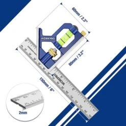 WORKPRO Règle D'angle De Combinaison, Equerre à Combinaison 150mm En Acier Inoxydable, Equerre Combinée Avec Niveau à Bulle Et Tire-Lignes Pratique, Idéal Pour Mesure, Marquage -Promos Outil Virtuose Magasin 71164612 3