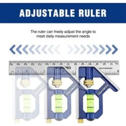 WORKPRO Règle D'angle De Combinaison, Equerre à Combinaison 150mm En Acier Inoxydable, Equerre Combinée Avec Niveau à Bulle Et Tire-Lignes Pratique, Idéal Pour Mesure, Marquage -Promos Outil Virtuose Magasin 71164612 4