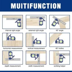 WORKPRO Règle D'angle De Combinaison, Equerre à Combinaison 150mm En Acier Inoxydable, Equerre Combinée Avec Niveau à Bulle Et Tire-Lignes Pratique, Idéal Pour Mesure, Marquage -Promos Outil Virtuose Magasin 71164612 5