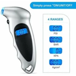 GP Jauge De Pression Des Pneus Numérique, Grand écran Rétroéclairé Portable De 150 Psi, Surveillance De La Pression Des Pneus De Haute Précision, Convient Aux Voitures, Camions Et Vélos, Tout Noir -Promos Outil Virtuose Magasin 71798450 4