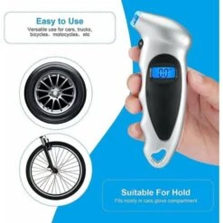 GP Jauge De Pression Des Pneus Numérique, Grand écran Rétroéclairé Portable De 150 Psi, Surveillance De La Pression Des Pneus De Haute Précision, Convient Aux Voitures, Camions Et Vélos, Tout Noir -Promos Outil Virtuose Magasin 71798450 5