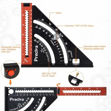 Equerre Menuisier Metal Aluminium Règle De Triangle Pliante Équerre Combinée 317mm Multifonction Équerre Triangle Règle D'Angle Rapporteur 45 90 Degres/Outillage Charpentier/Outillage Bois 7 Equerre Menuisier Metal Aluminium Règle De Triangle Pliante Équerre Combinée 317mm Multifonction Équerre Triangle Règle D'Angle Rapporteur 45 90 Degres/Outillage Charpentier/Outillage Bois – Image 5