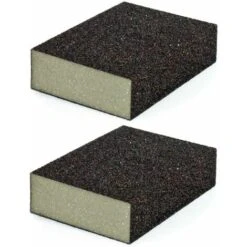 2x éponge Abrasive 100x70x26mm 4 Faces Ponçage Bois Métal Verre Plastique Porcelaine Papier Abrasif, Grain 100