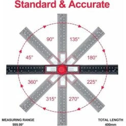 Rapporteur D'Angle Numerique �� Double ��chelle 360 Degr��s, R��gle D'Angle 200 Mm Avec ��cran Lcd Et Fonction De Verrouillage, Rapporteur Pour L'Ing��nierie, Travail Du Bois, Construction Et Mesure -Promos Outil Virtuose Magasin 73210816 3