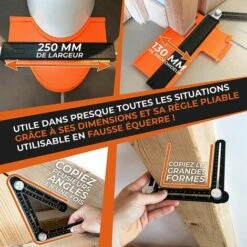Jauge De Contour Automatique 25cm Verrouillable - CRAYON CHANTIER Et NOTICE FR - Copieur De Contour Pour Traçage Gabarit De Decoupe Carrelage Et Parquet Zhuoxuan -Promos Outil Virtuose Magasin 74247256 4