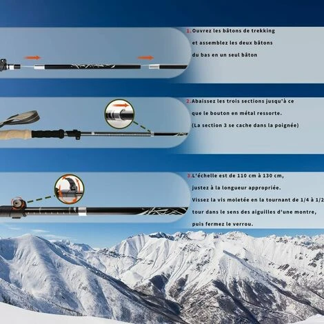 1 PCS Bâtons De Randonnée Télescopiques Aluminium Bâtons Nordiques Réglables 36-130cm Ultra Léger Antichoc Antidérapant Bâton De Marche Idéal Pour La Randonnée Camping Ski 6 1 PCS Bâtons De Randonnée Télescopiques Aluminium Bâtons Nordiques Réglables 36-130cm Ultra Léger Antichoc Antidérapant Bâton De Marche Idéal Pour La Randonnée Camping Ski – Image 4
