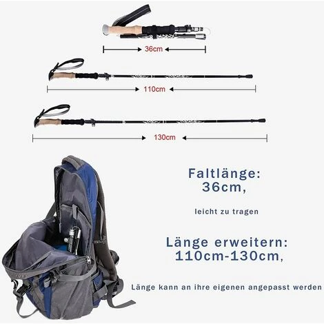 1 PCS Bâtons De Randonnée Télescopiques Aluminium Bâtons Nordiques Réglables 36-130cm Ultra Léger Antichoc Antidérapant Bâton De Marche Idéal Pour La Randonnée Camping Ski 7 1 PCS Bâtons De Randonnée Télescopiques Aluminium Bâtons Nordiques Réglables 36-130cm Ultra Léger Antichoc Antidérapant Bâton De Marche Idéal Pour La Randonnée Camping Ski – Image 5