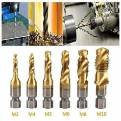 GP Lot De 6 Tarauds Filetés, Foret Taraud, Filetage Métrique M3-M10 Avec Revêtement En Titane HSS Et Embouts De Taraudage 1/4 Queue Hexagonale Cannelée Pour Tarauder Différents Fils. -Promos Outil Virtuose Magasin 75280417 4