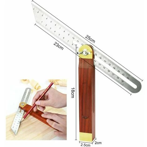 YIDOMDE Fausse Equerre Menuisier En Acier Inoxydable Et Bois 200mm Fausse Equerre à Manche 0 à 360 Degrés Durable Carrés De Menuiserie échelle Double Face Pour Ingénieur Dessinateur Menuisier 4 YIDOMDE Fausse Equerre Menuisier En Acier Inoxydable Et Bois 200mm Fausse Equerre à Manche 0 à 360 Degrés Durable Carrés De Menuiserie échelle Double Face Pour Ingénieur Dessinateur Menuisier – Image 2