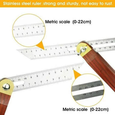 YIDOMDE Fausse Equerre Menuisier En Acier Inoxydable Et Bois 200mm Fausse Equerre à Manche 0 à 360 Degrés Durable Carrés De Menuiserie échelle Double Face Pour Ingénieur Dessinateur Menuisier 5 YIDOMDE Fausse Equerre Menuisier En Acier Inoxydable Et Bois 200mm Fausse Equerre à Manche 0 à 360 Degrés Durable Carrés De Menuiserie échelle Double Face Pour Ingénieur Dessinateur Menuisier – Image 3