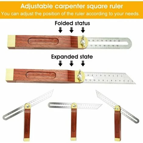 YIDOMDE Fausse Equerre Menuisier En Acier Inoxydable Et Bois 200mm Fausse Equerre à Manche 0 à 360 Degrés Durable Carrés De Menuiserie échelle Double Face Pour Ingénieur Dessinateur Menuisier 7 YIDOMDE Fausse Equerre Menuisier En Acier Inoxydable Et Bois 200mm Fausse Equerre à Manche 0 à 360 Degrés Durable Carrés De Menuiserie échelle Double Face Pour Ingénieur Dessinateur Menuisier – Image 5
