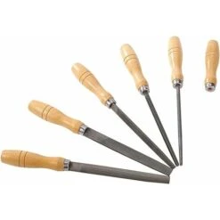 Ensemble De Limes En Acier à Haute Teneur En Carbone Avec Manches En Bois Lime Pour Bois, Métal, Plastique, 5 Pièces (lime En Acier, Moyenne) -Promos Outil Virtuose Magasin 75357096 4