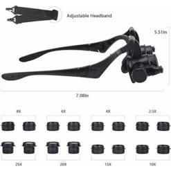 Loupe Avec Lumière LED，Loupe De Bijoutier Loupe De Réparation De Montre Avec 8 Lentilles Interchangeables-2,5X 4X 6X 8X 10x 15x 20x 25x Pour Travaux Rapprochés -Promos Outil Virtuose Magasin 75357949 3
