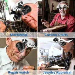 Loupe à Montage Sur Tête, Loupe Mains Libres Avec 2 Lumières LED, Loupe Rechargeable 10X/15X/20X/25X, Parfaite Pour Travailler De Près, Loupe De Bijoux, Montre Et Réparation électronique -Promos Outil Virtuose Magasin 76302769 4