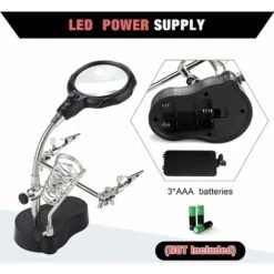 3.5 X 12 X Loupe De Table Support 2 LEDs Loupe Sur Pied Pour Ingénieur Électronique Cosmétologie Médical Horloger Montre Réparation(sans Batterie) -Promos Outil Virtuose Magasin 76312115 3
