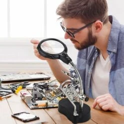 3.5 X 12 X Loupe De Table Support 2 LEDs Loupe Sur Pied Pour Ingénieur Électronique Cosmétologie Médical Horloger Montre Réparation(sans Batterie) -Promos Outil Virtuose Magasin 76312115 5