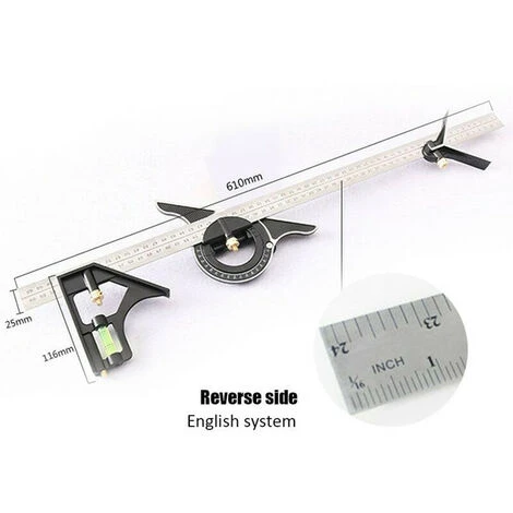 300MM Multi-fonction Rapporteur Combinaison équerre Règle En Acier Inoxydable Outil De Mesure Professionnel Charpentier Outils 6 300MM Multi-fonction Rapporteur Combinaison équerre Règle En Acier Inoxydable Outil De Mesure Professionnel Charpentier Outils – Image 4