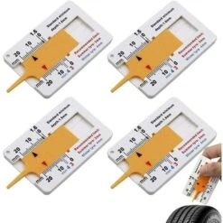ZXPASRA 4 Pièces Jauge Profondeur Pneu, 0-20 Mm Outil De Mesure De Bande Roulement De Pneu, Jauge D'Usure De Pneu Auto Règle En Plastique De Pneu, Pour Test Usure Pneu Pour Voiture Moto Van Camions (O