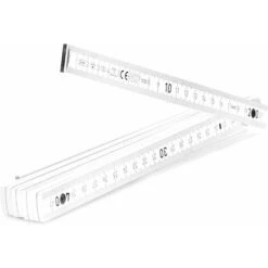 ZXPASRA Goods Règle Pliante 10x En Bois De Hêtre Issu De La Sylviculture Durable - Règle Pliante De 2 Mètres Avec 10 Sections - Règle Métrique En Blanc (10 Pièces - Blanc - Sans Motif)