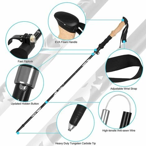 Trekking Poles Bâtons De Randonnée Réglables Aluminium Léger Bâtons De Marche Avec Poignée En Mousse Pliable Pour Senior Trekking, Marche, Randonnée, Randonnée, Ski 4 Trekking Poles Bâtons De Randonnée Réglables Aluminium Léger Bâtons De Marche Avec Poignée En Mousse Pliable Pour Senior Trekking, Marche, Randonnée, Randonnée, Ski – Image 2