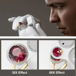 30 X 60 Loupe Bijoutier, LED Loupe Eclairante Horloger, Gemmes Bijoux Pierres Timbres Pieces Montres Loisirs Antiques ModèLes Poche Monocle Loupe Grossissante Verre 30 X 60 Mm -Promos Outil Virtuose Magasin 77248039 4