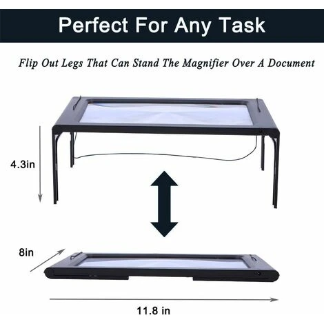 Loupe Grand Rectangle De Pleine Page 3x Loupe LED Éclairage De Bureau Pliable Personnes âgées Portatives 7 Loupe Grand Rectangle De Pleine Page 3x Loupe LED Éclairage De Bureau Pliable Personnes âgées Portatives – Image 5
