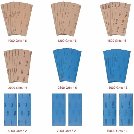 42 Pièces Papier Abrasif Sec Et Humide Papier De Verre Grain 1000 1200 1500 2000 2500 3000 5000 7000 10000 Papier à Poncer, 9 X 3,6 Pouces 4 42 Pièces Papier Abrasif Sec Et Humide Papier De Verre Grain 1000 1200 1500 2000 2500 3000 5000 7000 10000 Papier à Poncer, 9 X 3,6 Pouces – Image 2