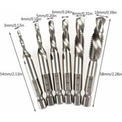 MINKUROW Robinet Hexagonal Forets À Queue Hexagonale Taraud À Vis À Tête Hexagonale Hexagonale Outils Tarauds De Machine Robinets Hss Hexagonal Tarauds À Goujure Hélicoïdale Hss M3-M10 6 Pièces -Promos Outil Virtuose Magasin 78659173 3