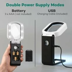 Loupe Sur Pied 25X 10X Avec Support Pliant Loupe LED éclairée Pour Lecture, Réparation, Couture - 85 X 55 Mm -Promos Outil Virtuose Magasin 78948060 4