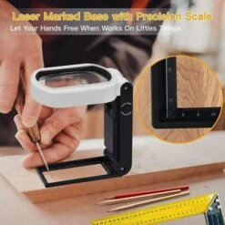 Loupe Sur Pied 25X 10X Avec Support Pliant Loupe LED éclairée Pour Lecture, Réparation, Couture - 85 X 55 Mm -Promos Outil Virtuose Magasin 78948060 5