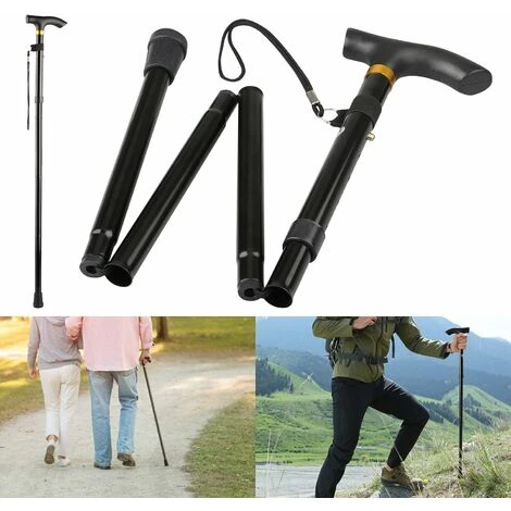 Canne Pliante En 4 Et Réglable Canne Pliante Légère En Aluminium En Métal Canapé Non Glissant Unisexe Pour La Randonnée Trekking Voyage, 3 Canne Pliante En 4 Et Réglable Canne Pliante Légère En Aluminium En Métal Canapé Non Glissant Unisexe Pour La Randonnée Trekking Voyage,