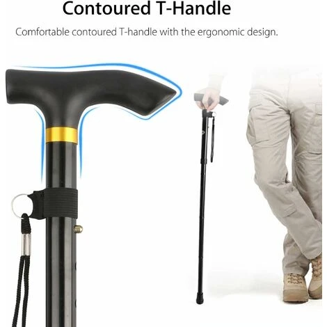 Canne Pliante En 4 Et Réglable Canne Pliante Légère En Aluminium En Métal Canapé Non Glissant Unisexe Pour La Randonnée Trekking Voyage, 4 Canne Pliante En 4 Et Réglable Canne Pliante Légère En Aluminium En Métal Canapé Non Glissant Unisexe Pour La Randonnée Trekking Voyage, – Image 2