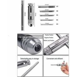 T Barre Poignée Porte-taraud à Cliquet, Clé à Taraud Réglable Avec 5pcs M3-M8 3mm-8mm Filetage De Vis à Métaux à Fiche Métrique En Forme De T De Taraudage -Promos Outil Virtuose Magasin 79464195 3