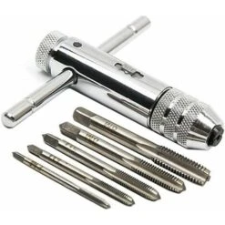 T Barre Poignée Porte-taraud à Cliquet, Clé à Taraud Réglable Avec 5pcs M3-M8 3mm-8mm Filetage De Vis à Métaux à Fiche Métrique En Forme De T De Taraudage -Promos Outil Virtuose Magasin 79464195 5