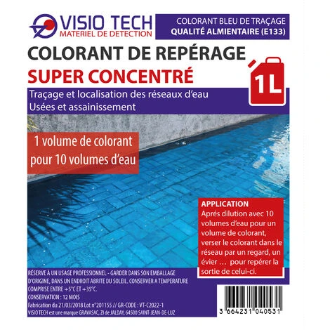 Traceur BLEU, 1L Super Concentré - Colorant E133 En Bidon Pour La Détection 4 Traceur BLEU, 1L Super Concentré - Colorant E133 En Bidon Pour La Détection – Image 2