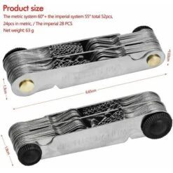 Outil De Jauge De Filetage En Acier Inoxydable, Jauge à Vis Avec 52 Lames Jauge Centrale Jauge De Pas 55° Et 60° (métrique + Impérial) -Promos Outil Virtuose Magasin 80711821 3