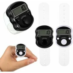 2 Pièces Compteur Manuel Chapelet Electronique Led Compte Rang Tricot Automatique Digital Compteur Client 5 Chiffres Compteur Numérique Doigt Réinitialisable Compteur