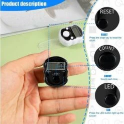 2 Pièces Compteur Manuel Chapelet Electronique Led Compte Rang Tricot Automatique Digital Compteur Client 5 Chiffres Compteur Numérique Doigt Réinitialisable Compteur -Promos Outil Virtuose Magasin 81203227 3