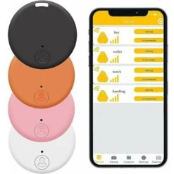 AUIHD 4pcs Localisateurs D’Article Wireless, Key Finder Anti-Perte Téléphone Chercheur Alarme Trouve-clés,Localisateur Et Traqueur Sonore Pour Retrouver Clés,Compatible Avec IOS Et Android