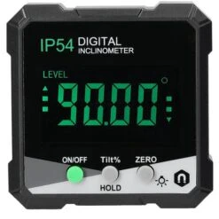 Inclinomètre Numérique Portable IP54 4 * 90 ° Rétroéclairage LCD Rapporteur Numérique Compteur De Pente Règle D'angle Numérique Magnétique Unilatéral Rapporteur Multifonctionnel Mode De Mesure Relatif Absolu Maintien Des Données (Vert)