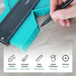 Jauge De Contour 250mm - Copieur De Forme Verrouillable - Profil Irrégulier Pour Gabarit De Découpe -Promos Outil Virtuose Magasin 81923303 3