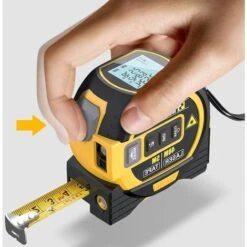 Aunrtb Mètre Laser Numérique 3 In 1 Avec Ligne Laser Croisée, 131Ft Télémètre Laser Numérique, 16Ft Mètre à Ruban Avec Rétroéclairage LCD Pour Distance, Zone, Le Volume -Promos Outil Virtuose Magasin 83039037 4
